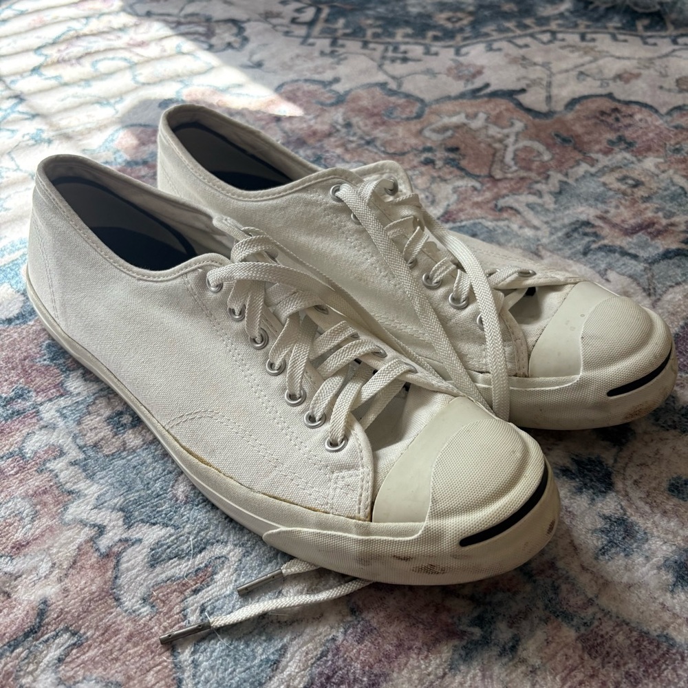 Rare Converse Jack Purcell White Canvas Sneakers Size 13 Men’s